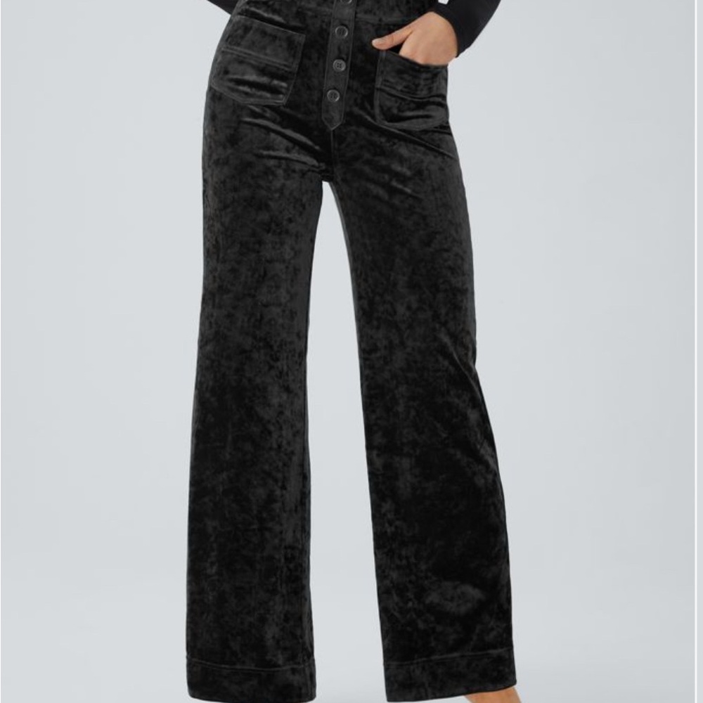 HALARA Black Velvet Straight Leg Pants